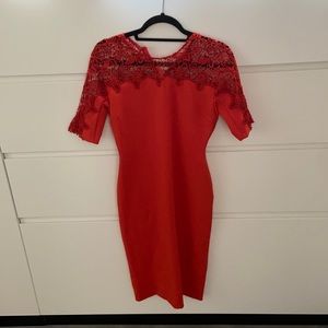 Red midi dress